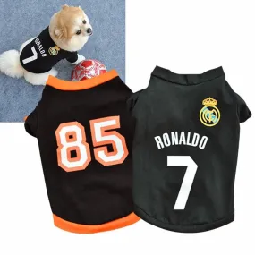 Cool Black Elastic Jersey Pet Dog Shirt | Sports Shirts with Numbers 85 & 7 | Stylish Dog Clothing