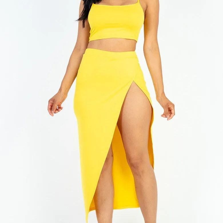 Crop Cami & Split Thigh Maxi Skirt Set