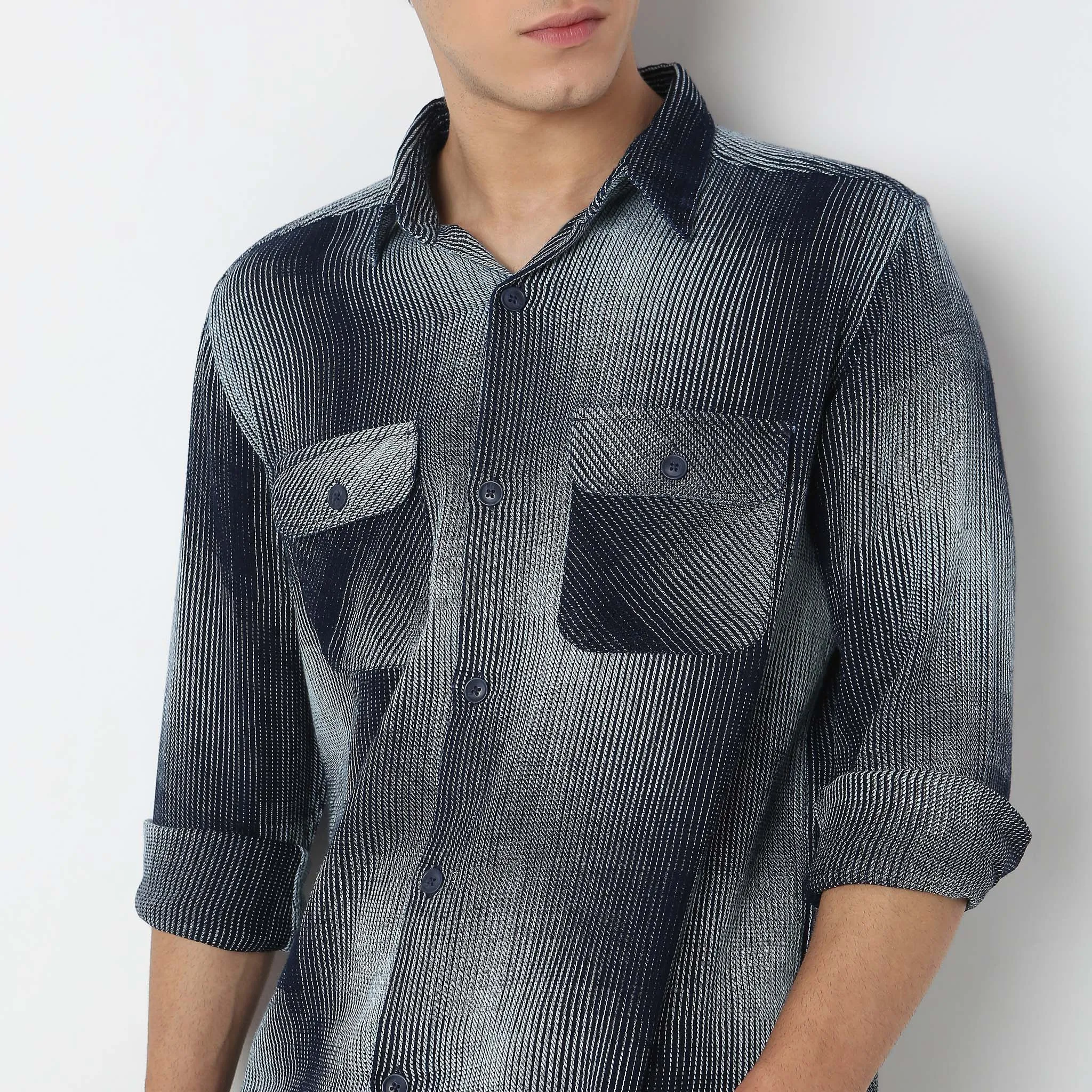 Cruiser™ Authentic Indigo 3 Dimensional Pattern Regular Fit Shirt 2 Pocket Original Style