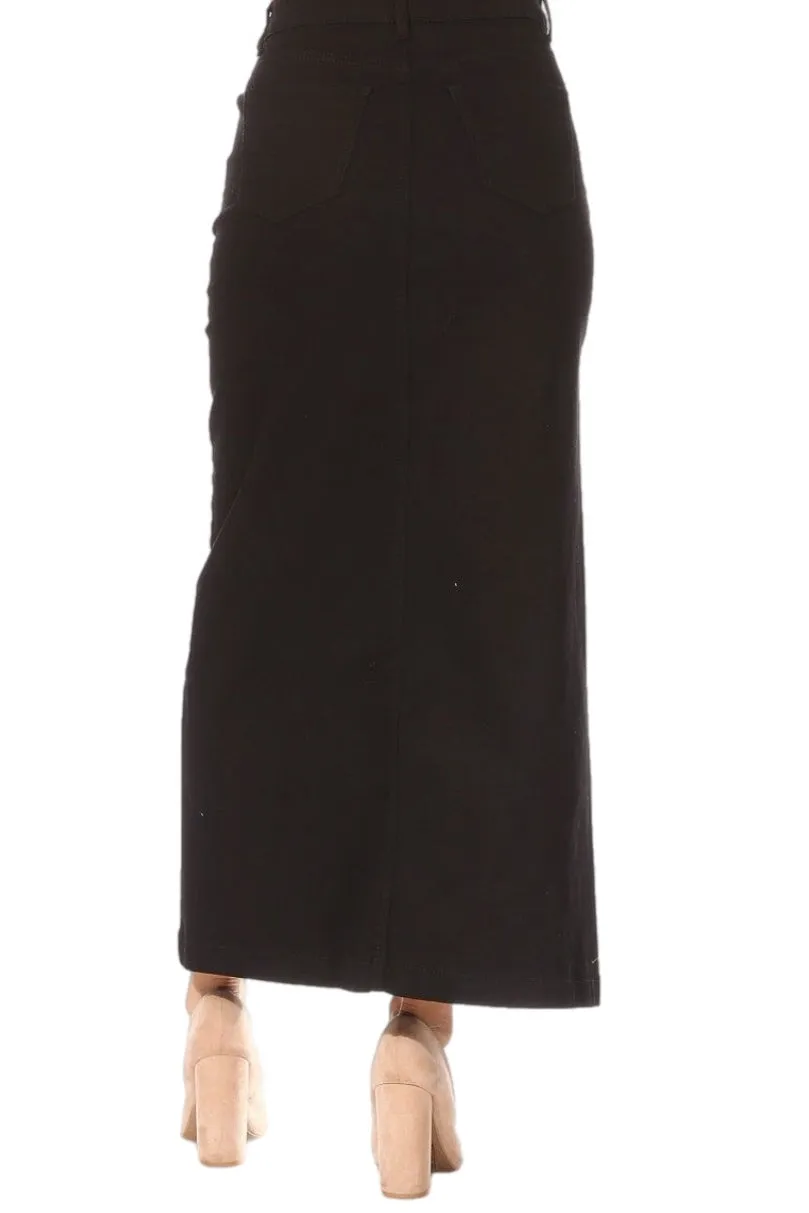 Denim Maxi Skirt in Black 89173