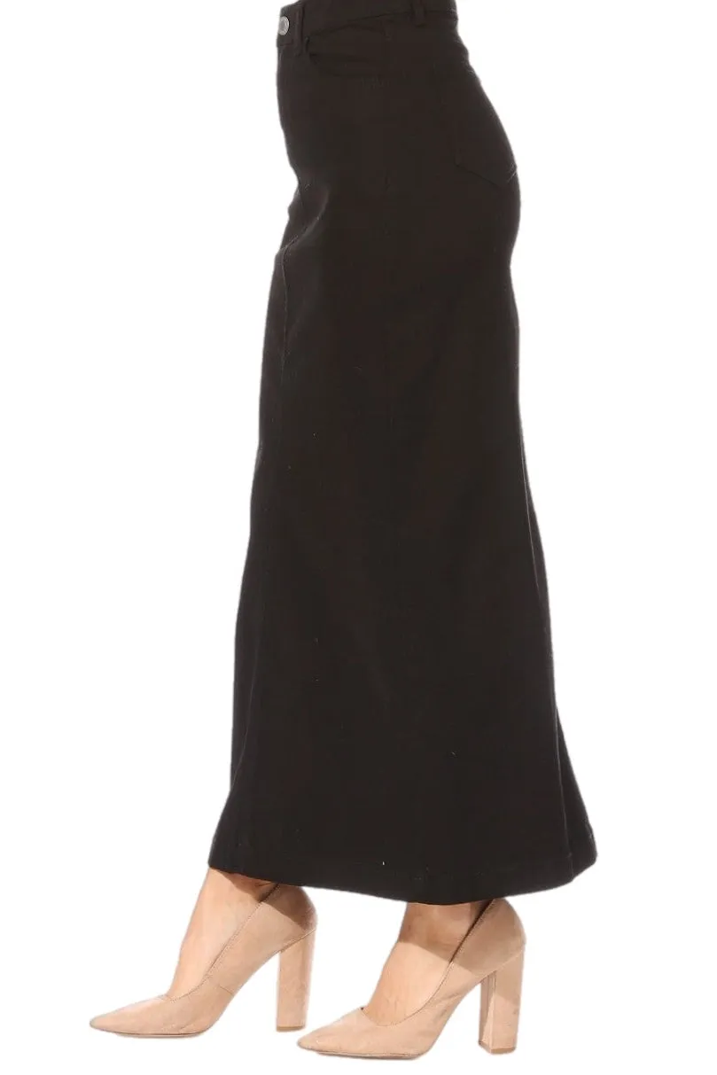 Denim Maxi Skirt in Black 89173