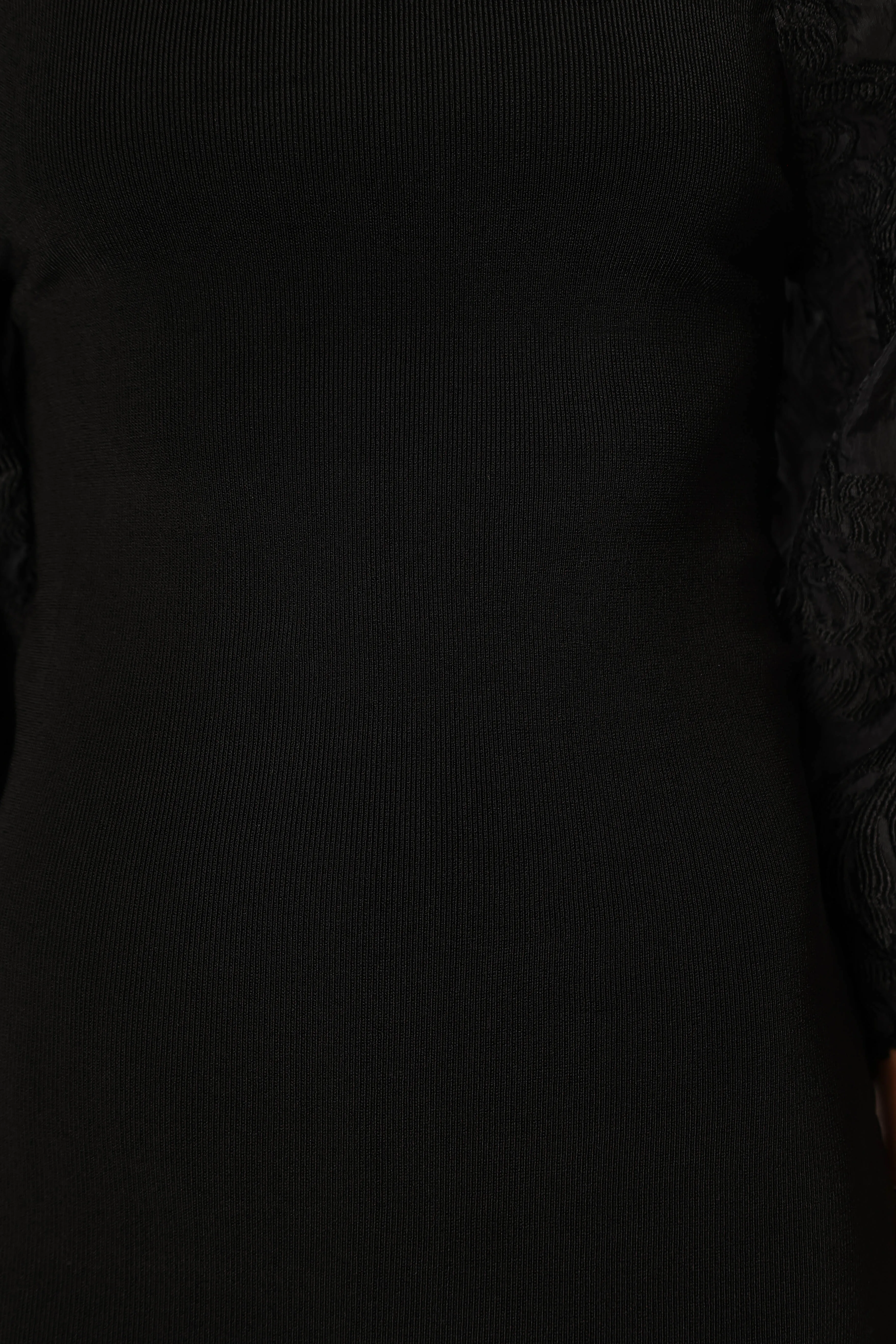 Dolly Puff Sleeve Midi Dress - Black