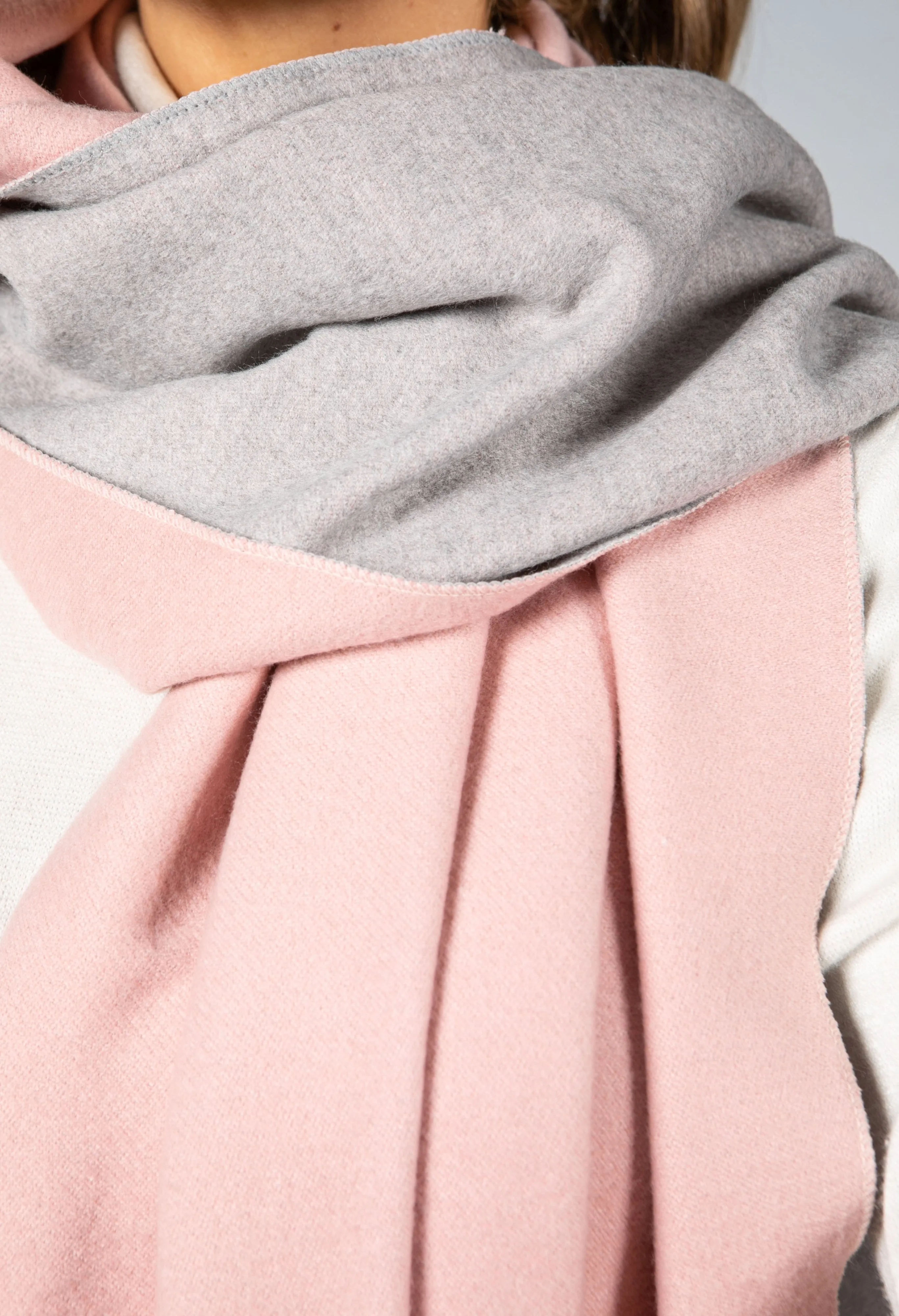 Double Knit Scarf in Rose and Grey
