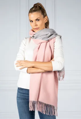 Double Knit Scarf in Rose and Grey
