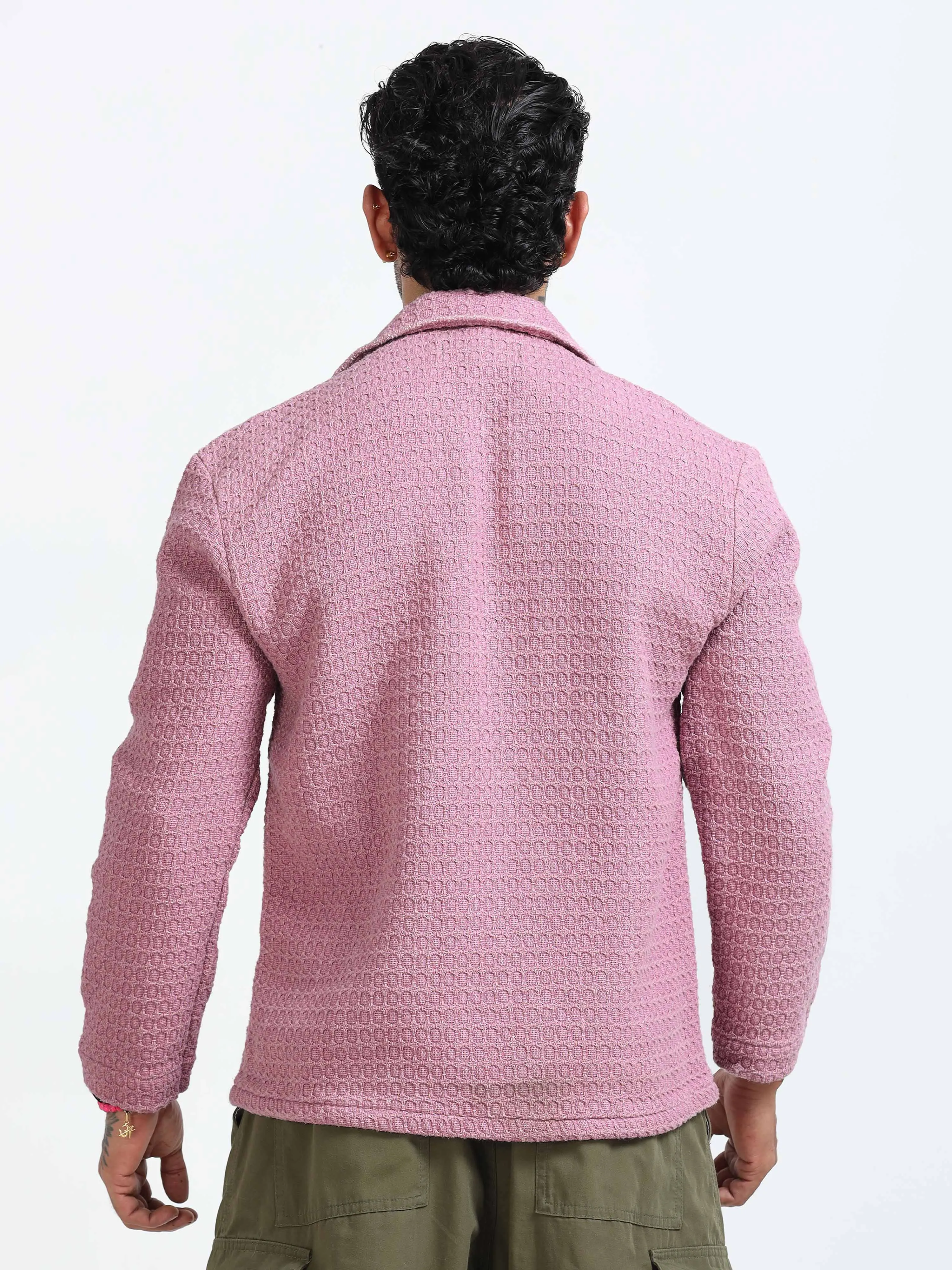 Elegance Textured Jude Shacket In Pink