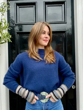 English Weather Grey/Multi Cashmere Wrist Warmers