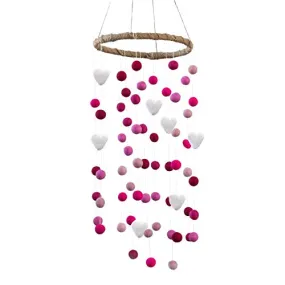 Felt Ball & Heart Nursery Mobile- Shades of Pink- LARGE