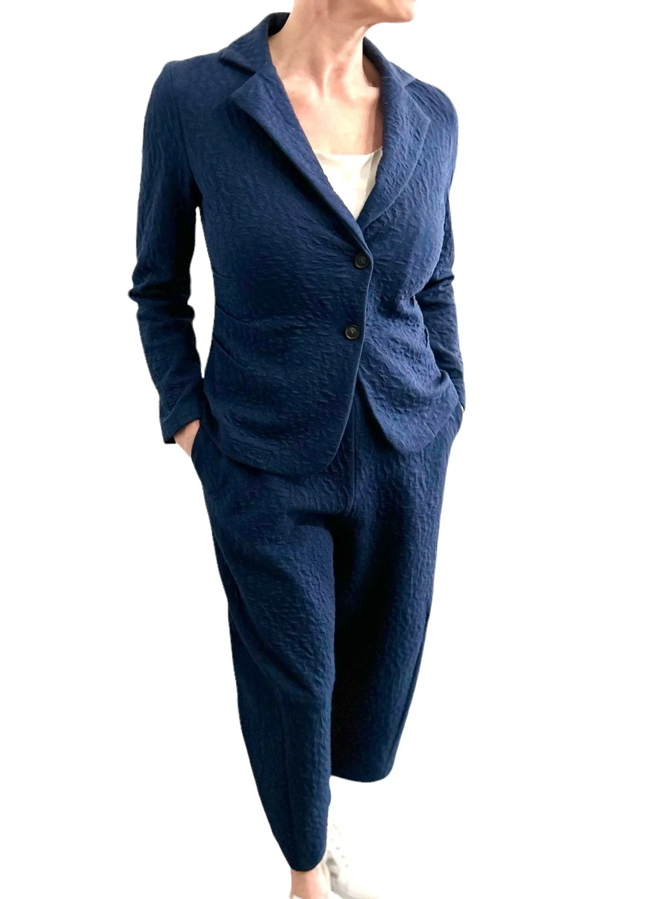 Fitted Cut Jacket with Side Darts - Navy