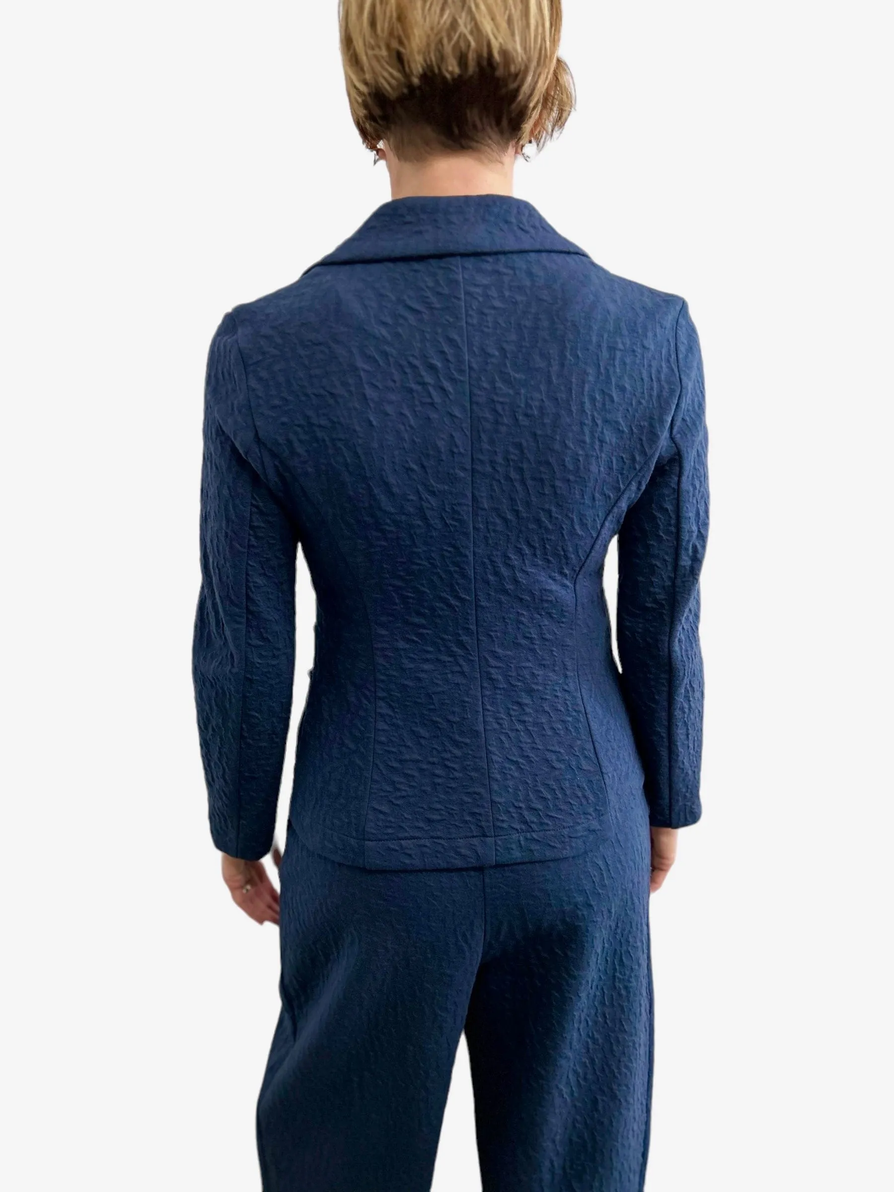 Fitted Cut Jacket with Side Darts - Navy