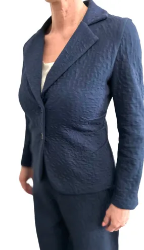 Fitted Cut Jacket with Side Darts - Navy