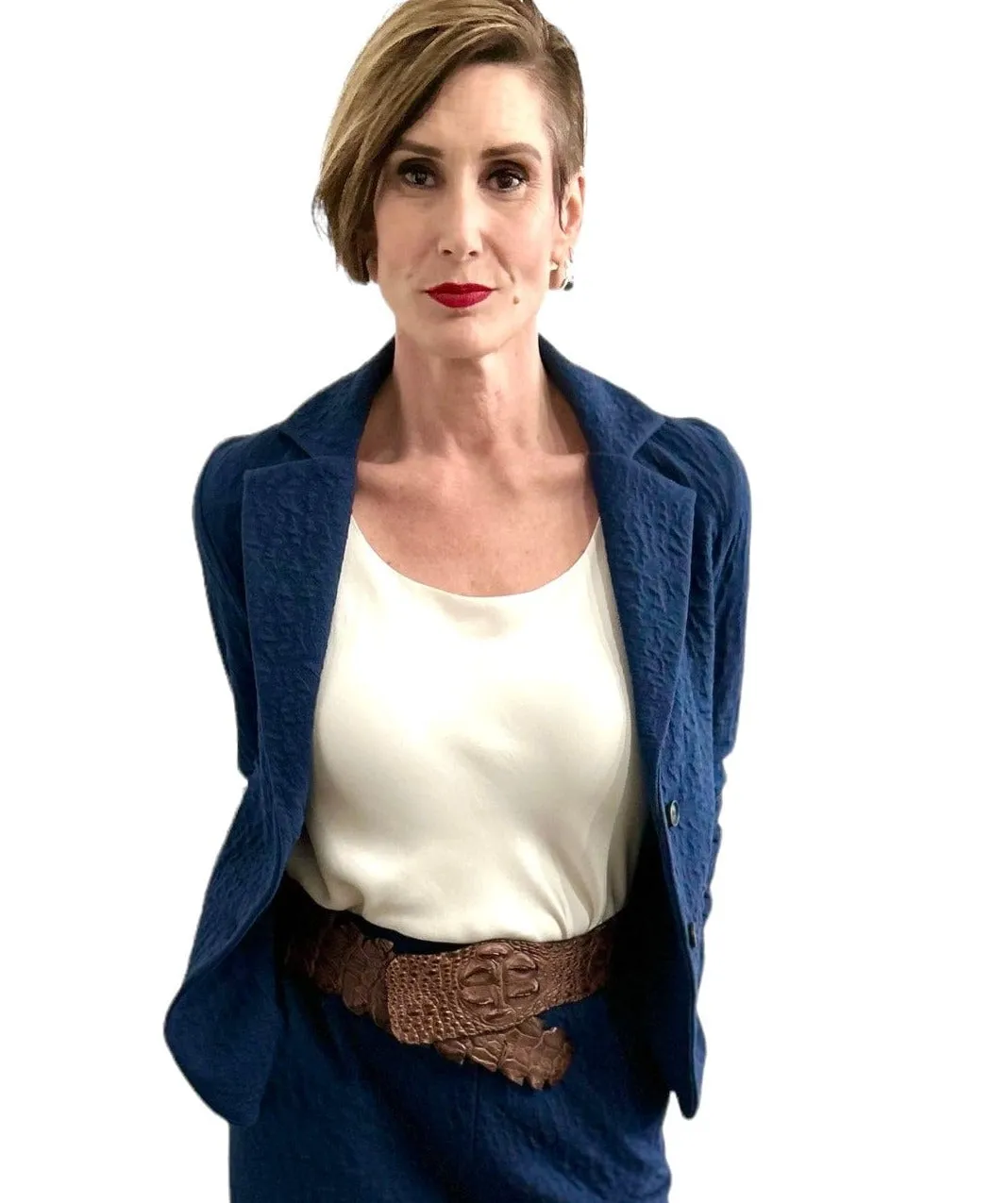 Fitted Cut Jacket with Side Darts - Navy