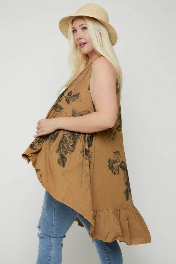 Floral Sublimation Print  Sleeveless Cardigan