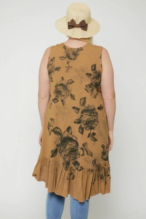 Floral Sublimation Print  Sleeveless Cardigan