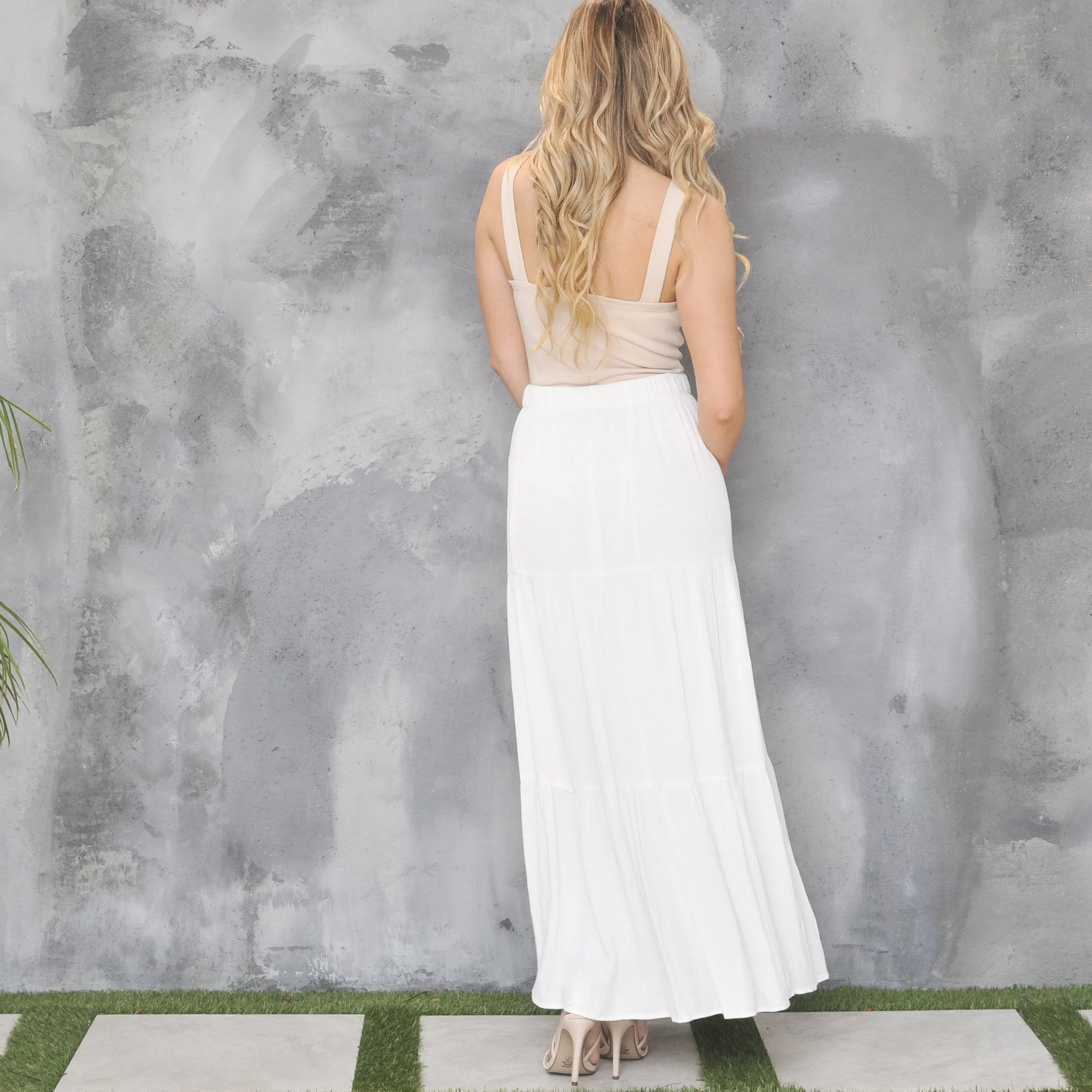 Flow With Me Maxi Skirt in Ivory