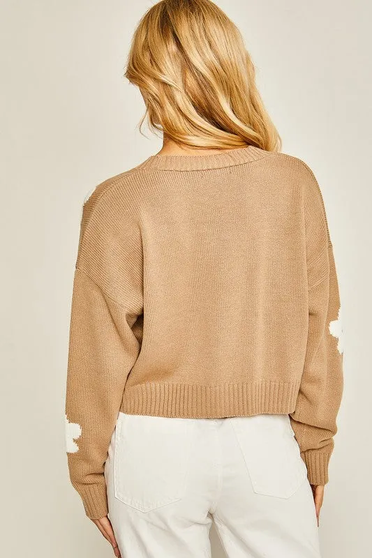 Flower Cardigan in Tan