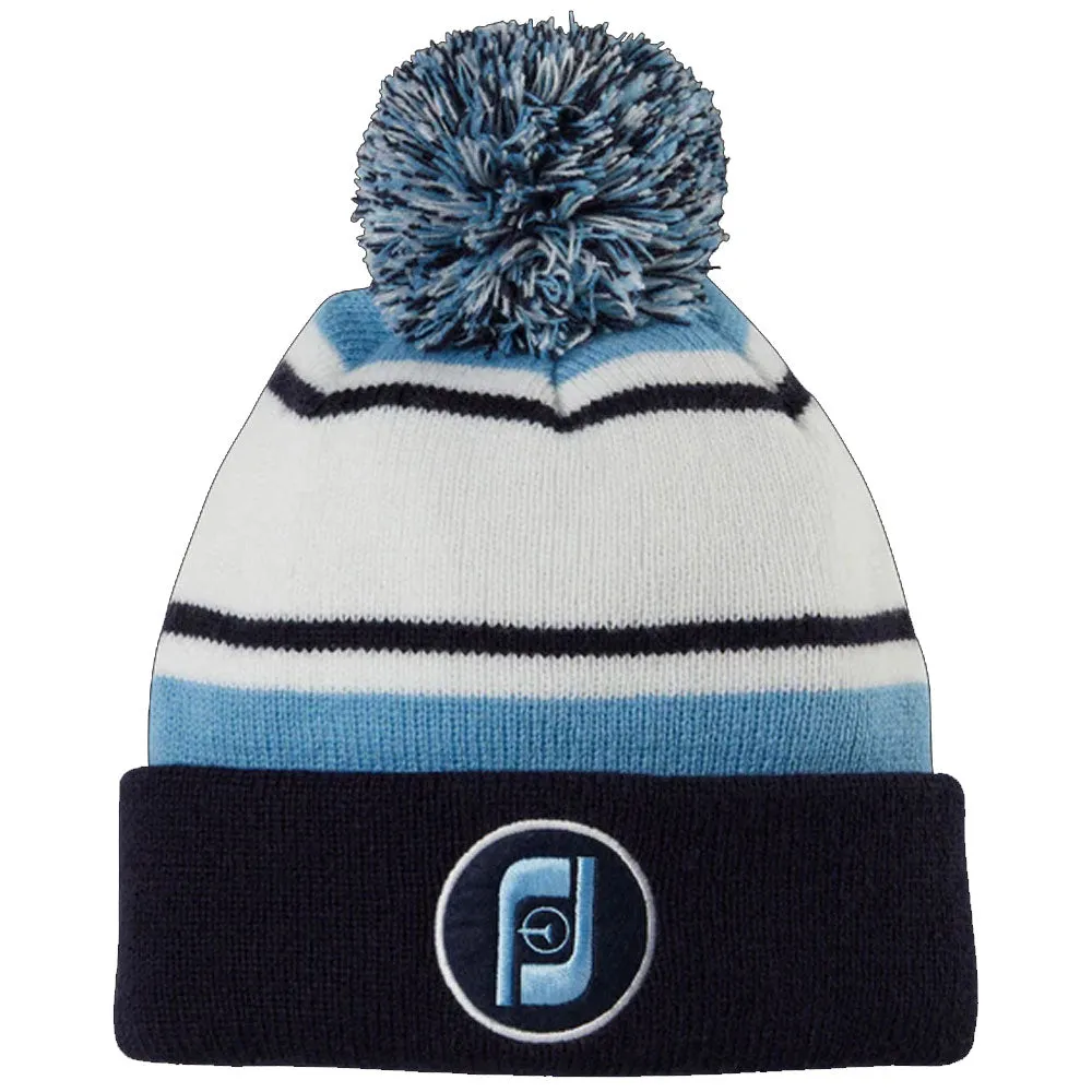 FootJoy Heritage Pom Pom Beanie Hat - Navy/White/Light Blue