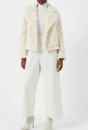 FRENCH CONNECTION Bobby Borg Animal Stripe Sherpa Jacket