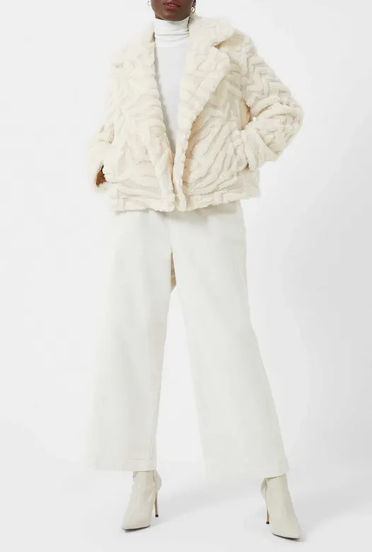 FRENCH CONNECTION Bobby Borg Animal Stripe Sherpa Jacket
