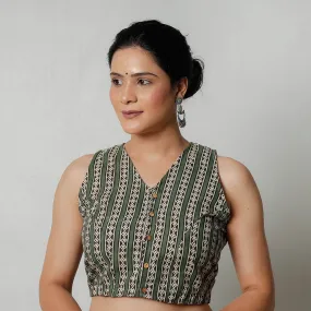 Green - Bagru Dabu Block Printed Cotton Stitched Blouse