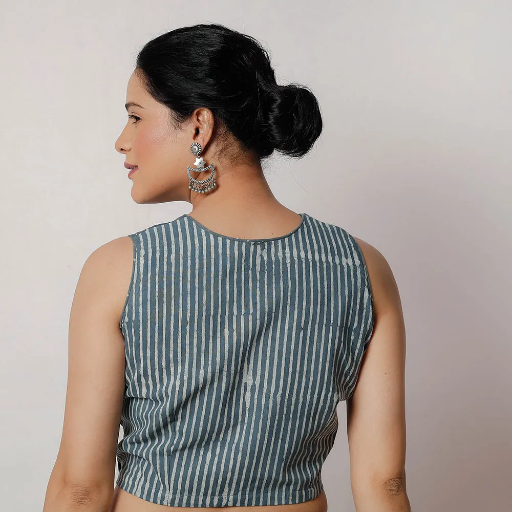 Grey - Bagru Dabu Block Printed Cotton Stitched Blouse