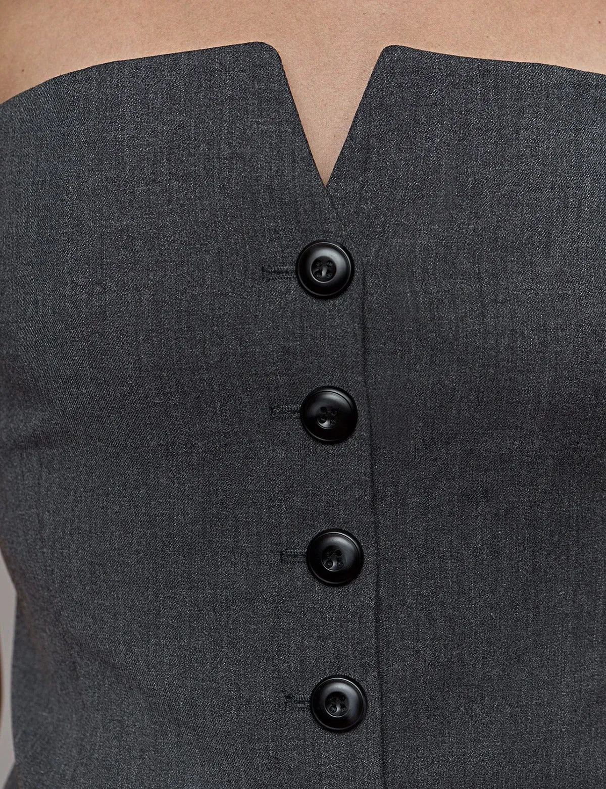 Grey Button Strapless Top