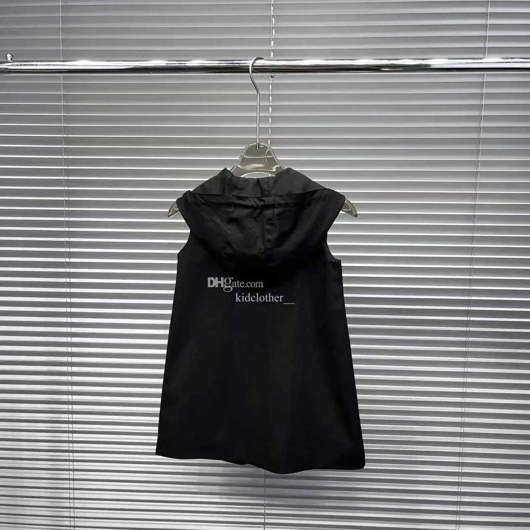 Hoodies girls dress girl skirt Kid designer clothes girl's hoodie Lapel sleeveless Latest design summer hood fasion dresses luxury brand Triangle logo black