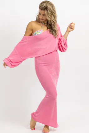 HOT PINK CROP   SKIRT COVER UP SET