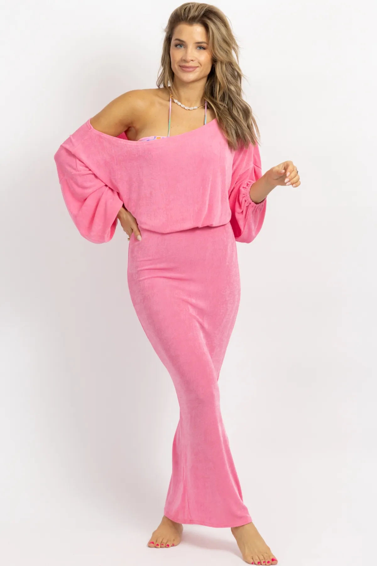 HOT PINK CROP   SKIRT COVER UP SET