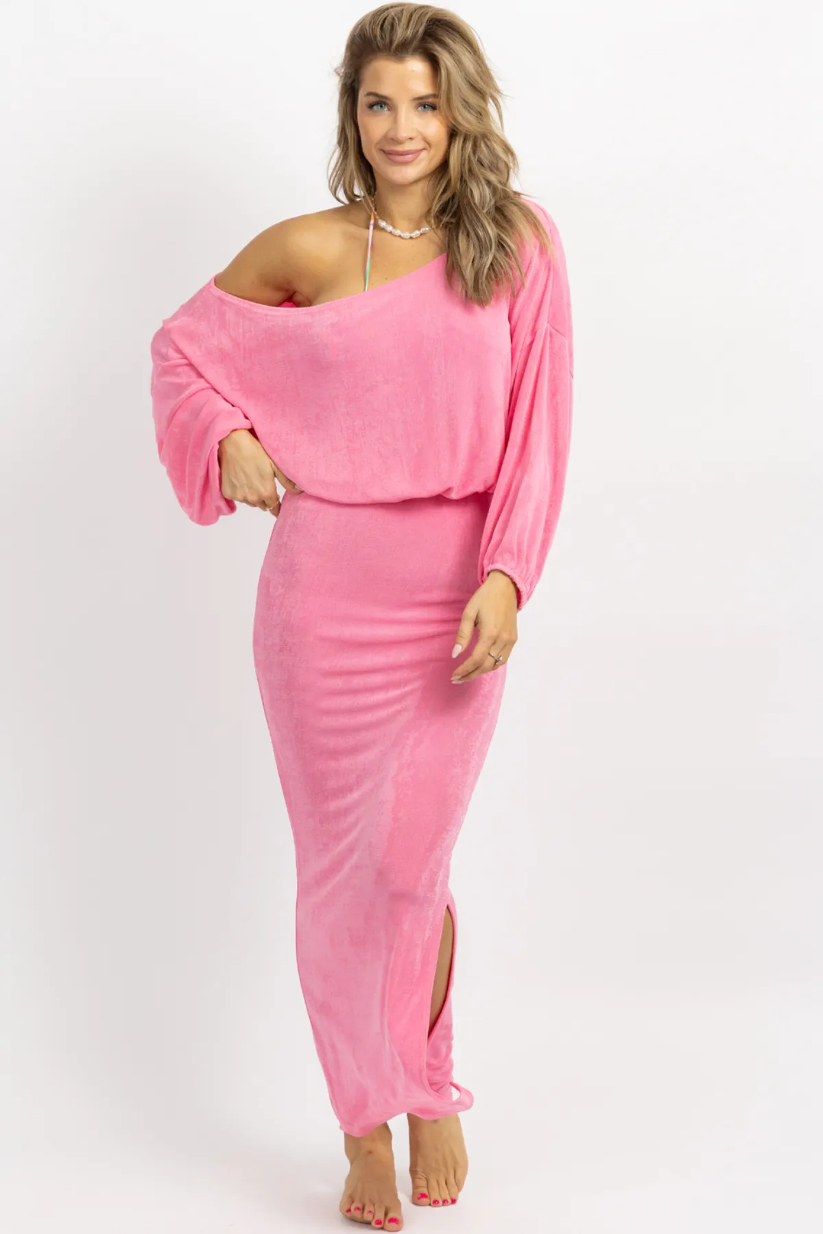 HOT PINK CROP   SKIRT COVER UP SET