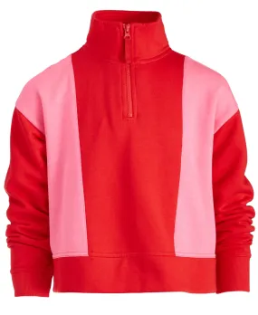 ID Ideology Big Girls Colorblocked Quarter-Zip Long-Sleeve Top
