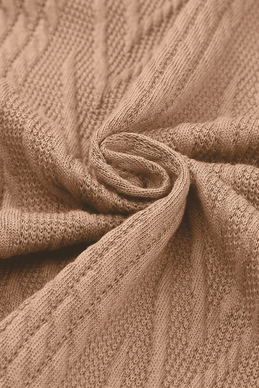 Khaki Casual Textured Button Front Oversized Knit Shacket
