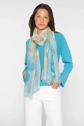 KINROSS CASHMERE - KIWI BLOOMS PRINT SCARF