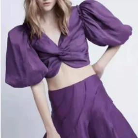 KittenAlarm - Dixie Puff Sleeve Crop Top & Ruffle Skirt Set