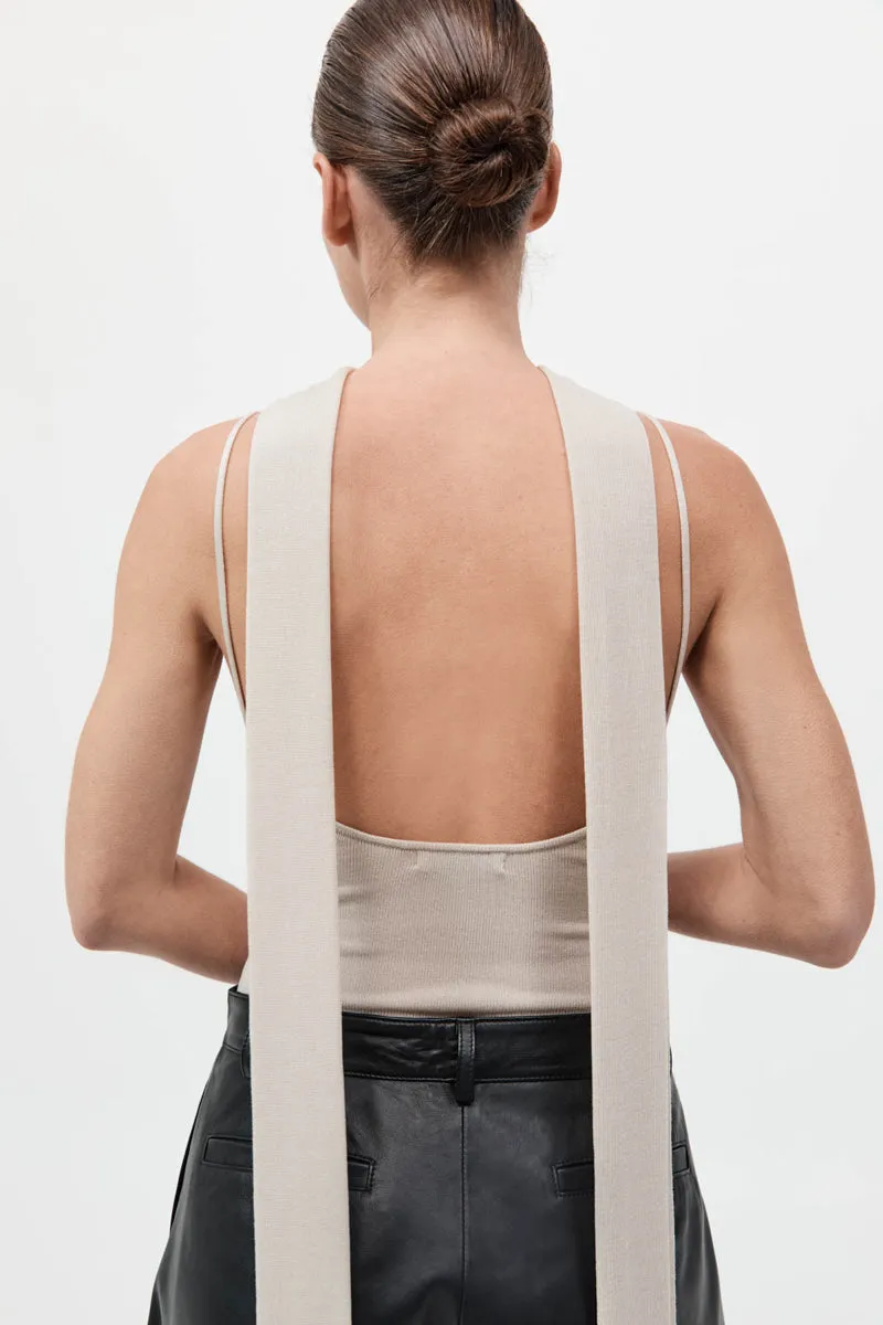 Knit Scarf Top - Creme