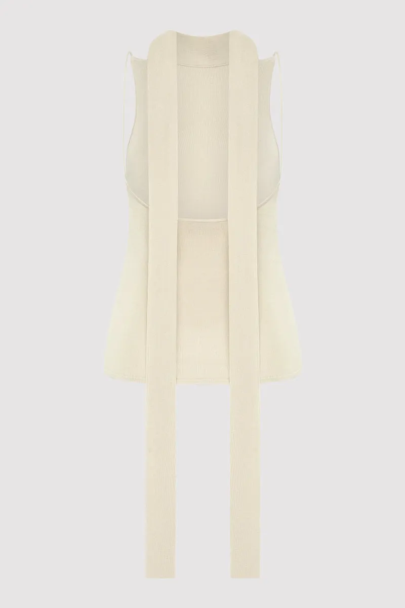 Knit Scarf Top - Creme