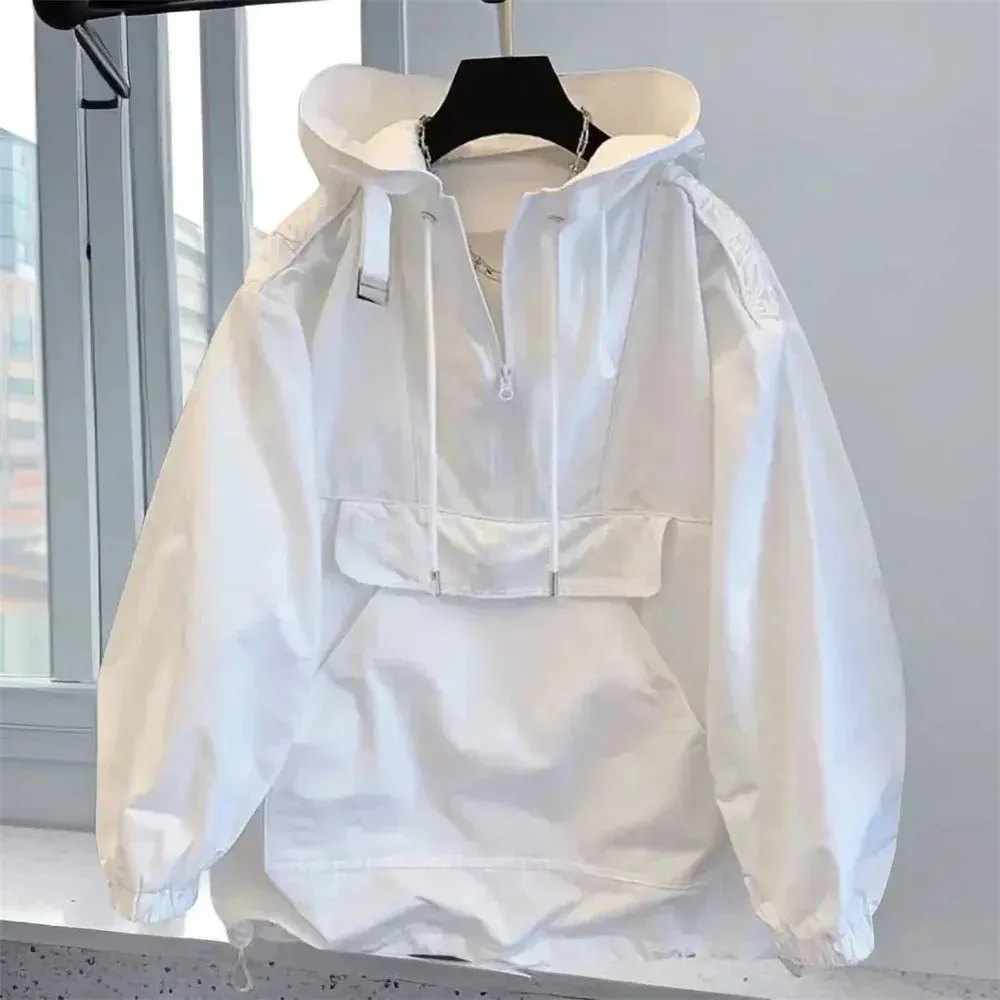 Korean Fashion Brand Couple Wear Men's Jacket Windbreaker Design Casual Loose Coat Trend Spring and Autumn Hooded Charge Coat