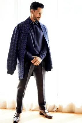 Kunal Khemu In Weave Textured Jacket with Short Kurta and Textured Pants