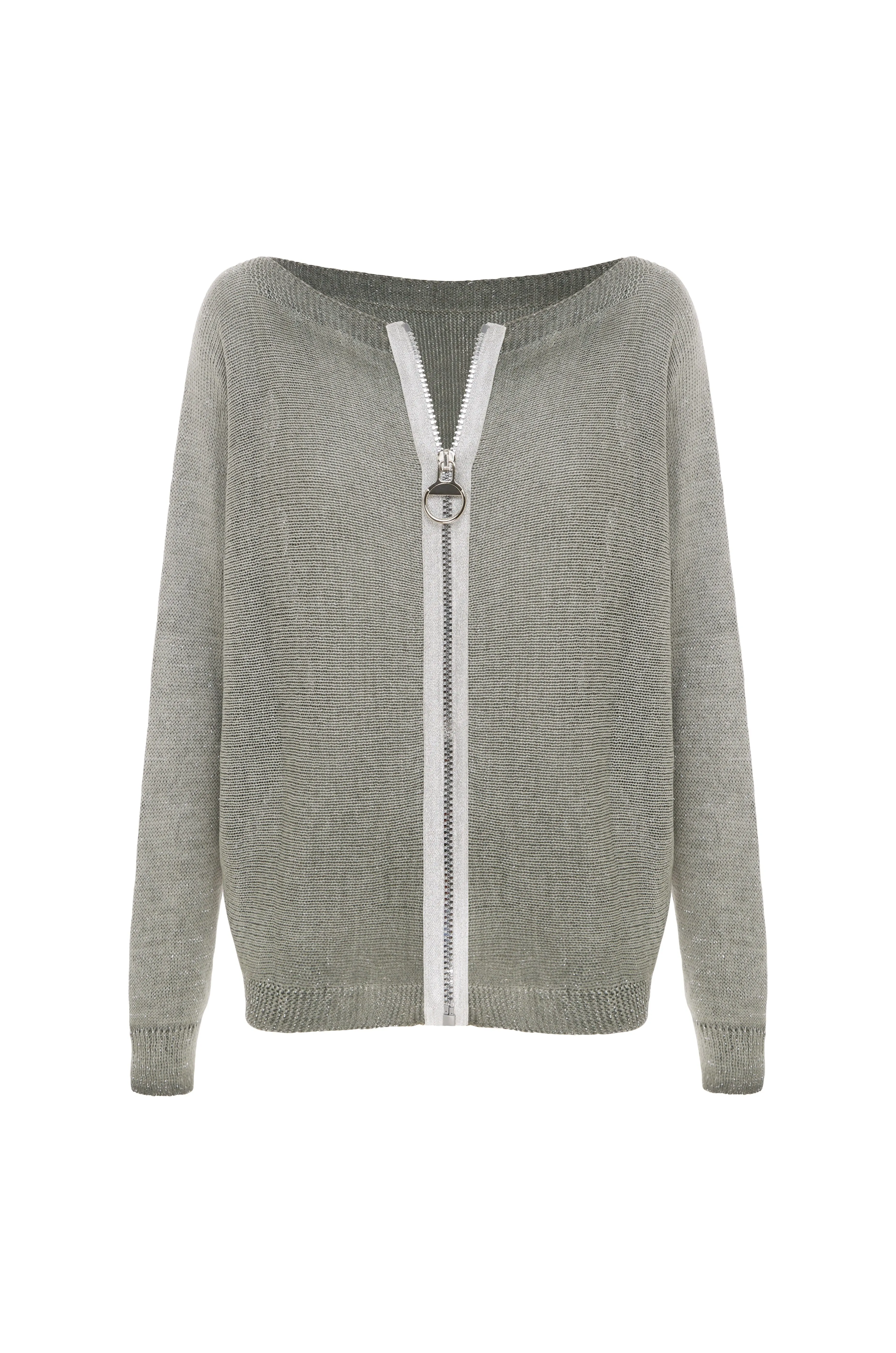 Kyle Zipped Cardigan Khaki Shimmer