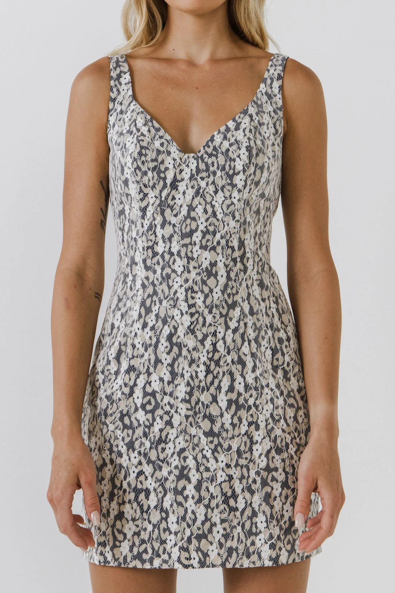 Leopard Fitted Lace Dress