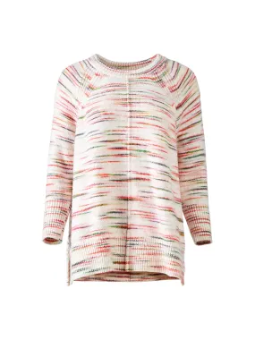 Lou & Grey for LOFT Spacedye Seamed Poncho Sweater in White Spacedye