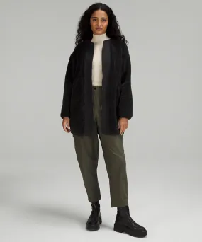 Lululemon Collarless Textured Sherpa Fleece Long Jacket Black - Size 4