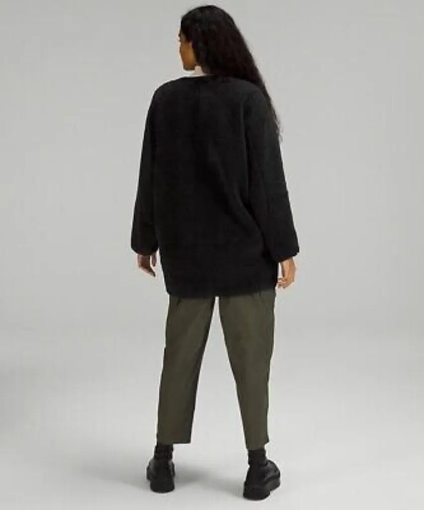 Lululemon Collarless Textured Sherpa Fleece Long Jacket Black - Size 4