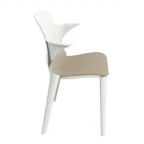 Lyza Outdoor Arm Chair - White w/ Sand