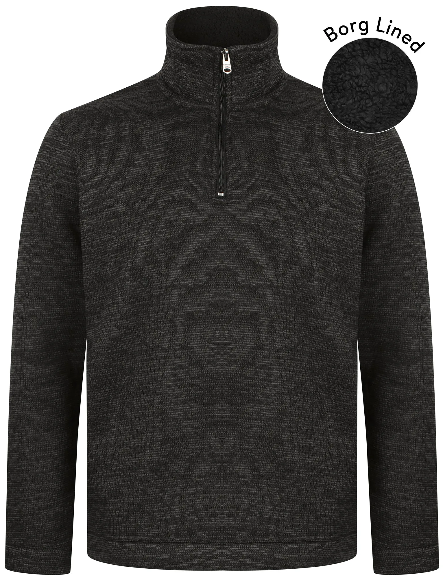 Malcolm Borg Lined Half Zip Bonded Pullover Fleece In Charcoal - Kensington Eastside