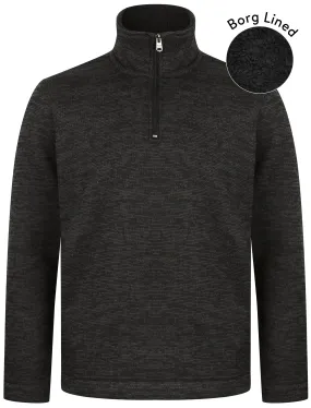 Malcolm Borg Lined Half Zip Bonded Pullover Fleece In Charcoal - Kensington Eastside