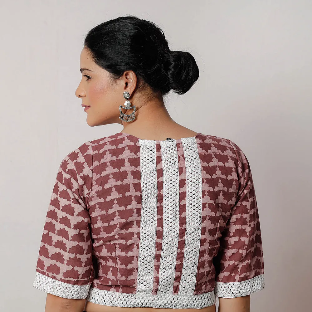 Maroon - Bagru Dabu Block Printed Cotton Stitched Blouse