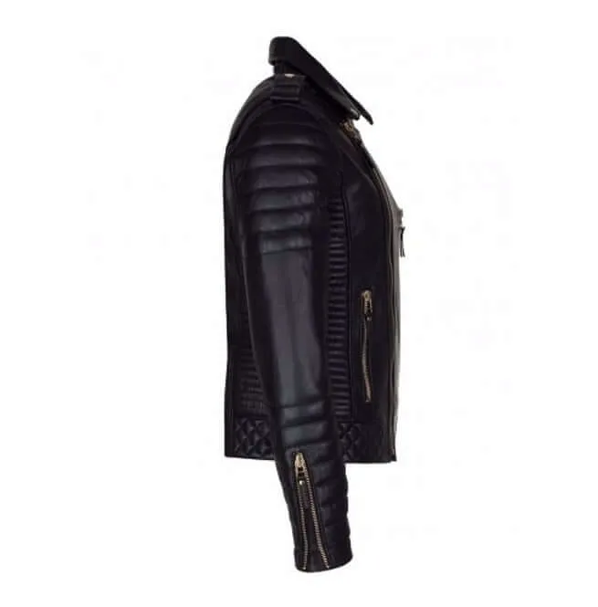 Mens Genuine Real Lambskin Leather Motorcycle Jacket, Men Motorcycle Jacket