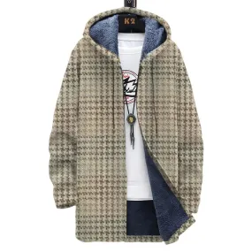 Men's Printed Hooded Two-pocket Plush Thickened Long-sleeved Cardigan Jacket 41733560L