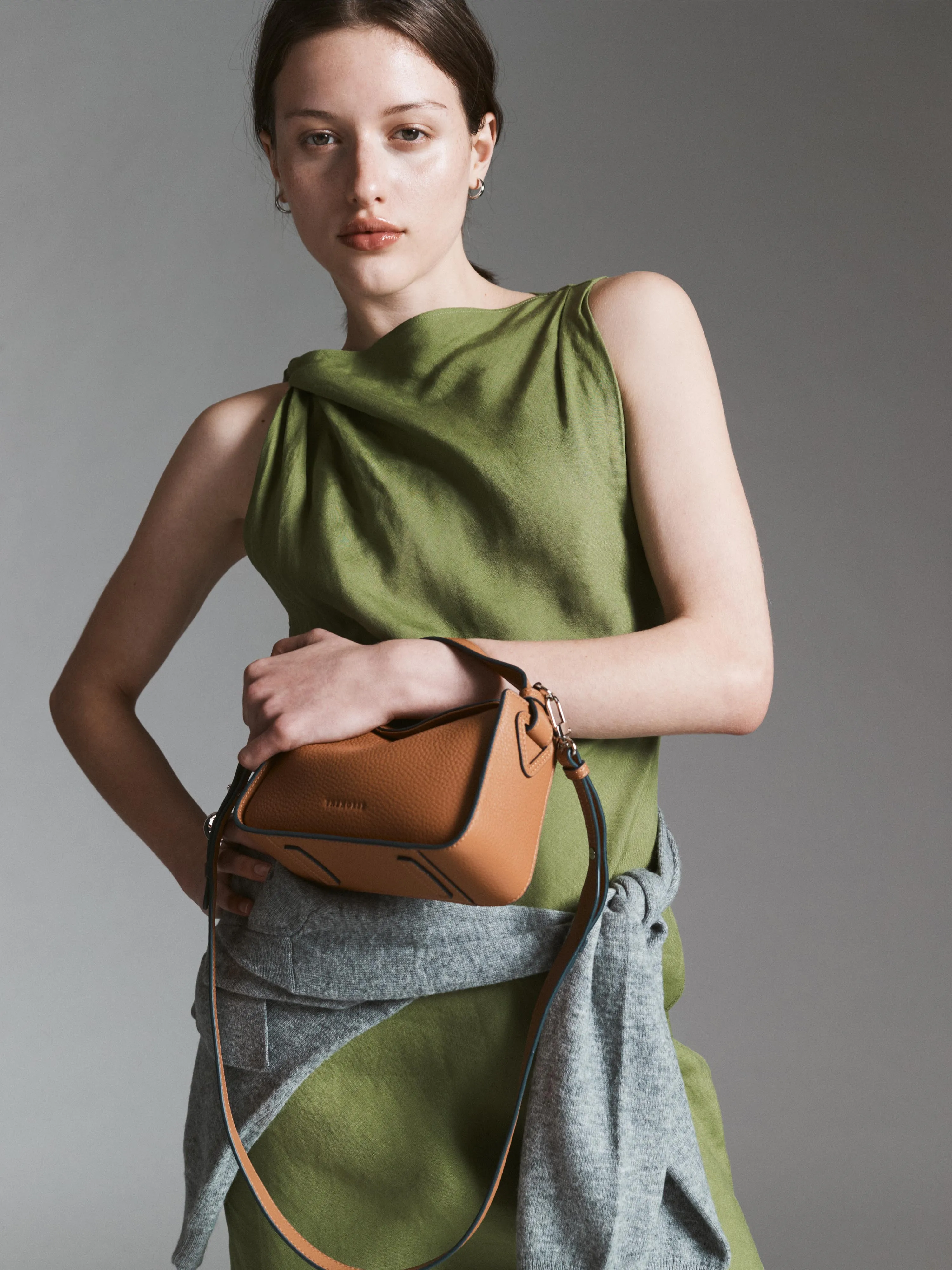 Mini Clementine Bag: Tan Pebbled Leather
