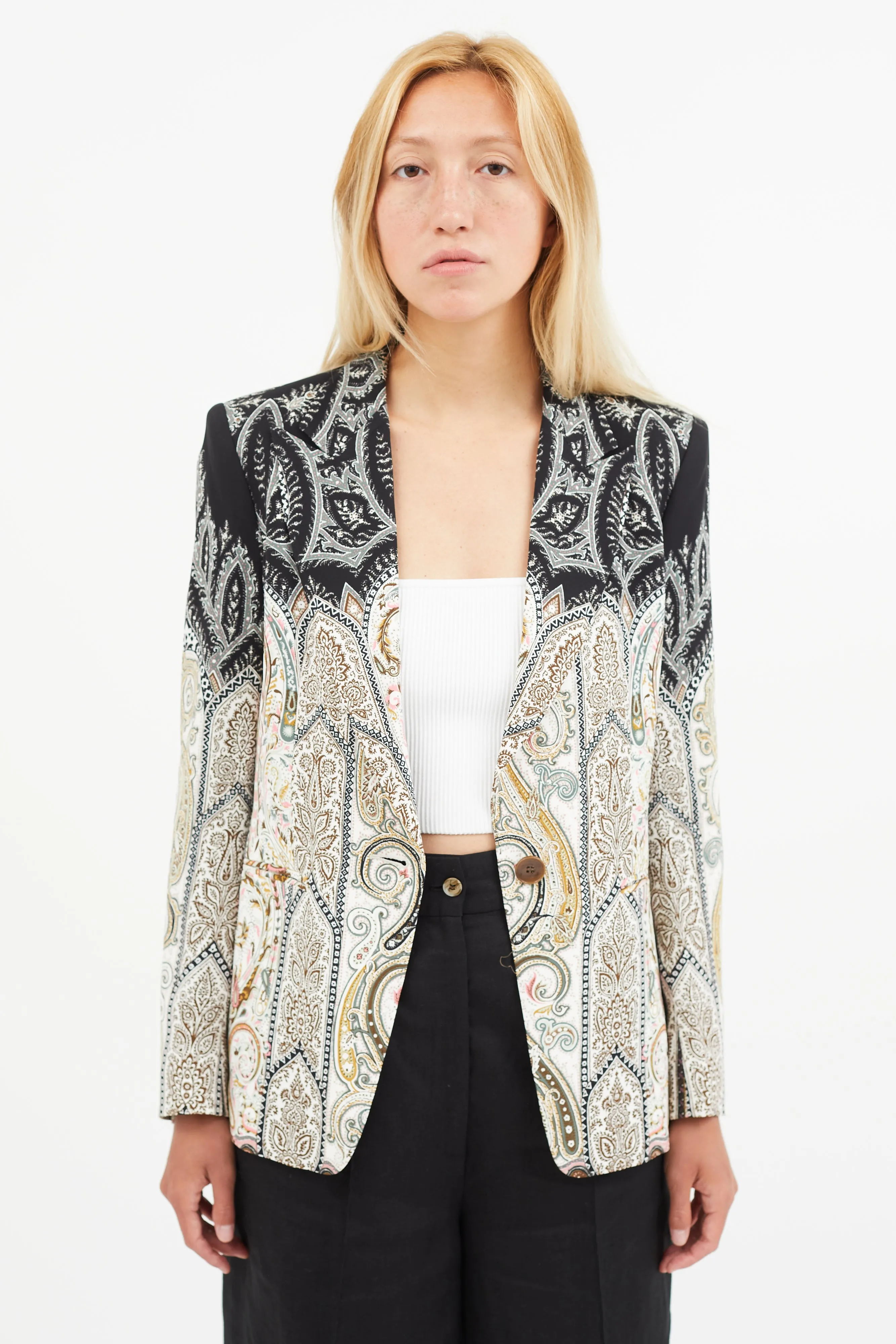 Multicolour Gradient Paisley Blazer